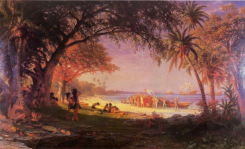 Albert Bierstadt The Landing of Columbus Norge oil painting art